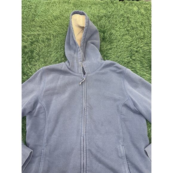 LL Bean Hoodie Sherpa Fleece Lined Full Zip Jacket Women’s Size Medium Sweater - Picture 2 of 7